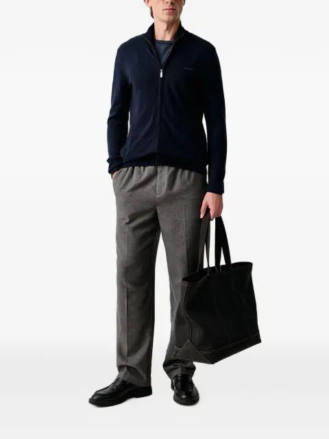 GUESS USA logo-embroidered zip-up cardigan
