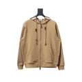 Brand Check Hood Cotton Beige Zip Up Hoodie